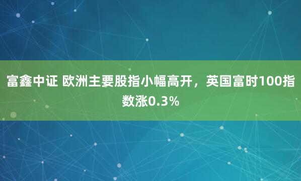 富鑫中证 欧洲主要股指小幅高开，英国富时100指数涨0.3%